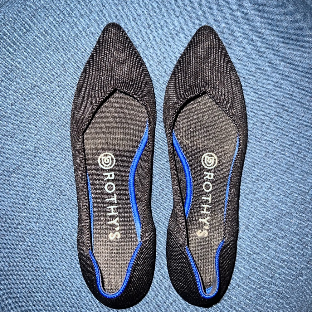 Rothy's The Point Black Solid Flats Shoes Women's Size 6.5